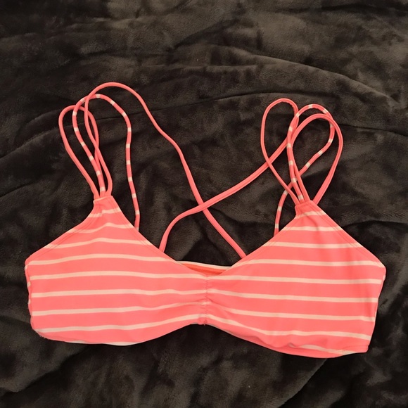 striped scoop bikini top